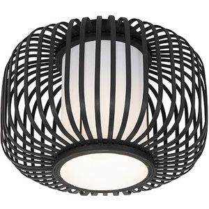 Moderne plafondlamp zwart met bamboe - Bambuk