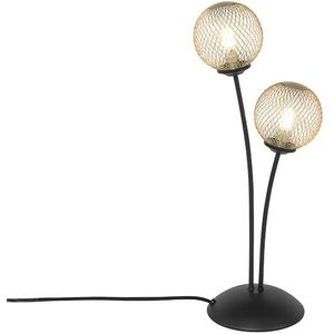 Moderne tafellamp zwart met goud 2-lichts - Athens Wire