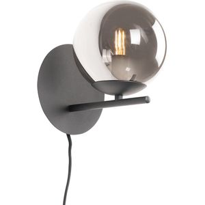 QAZQA Flore - Design Wandlamp met Schakelaar Voor Binnen - 1 Lichts - 15 cm - Zwart - Woonkamer