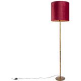 Vintage vloerlamp goud met rode kap 40 cm - Simplo