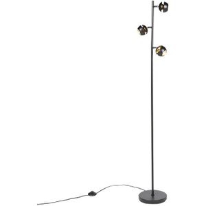 QAZQA Buell - Moderne Vloerlamp - Staande Lamp - 3 Lichts - H 1500 Mm - Zwart - Woonkamer