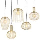 Set van 5 design hanglampen goud - Wires