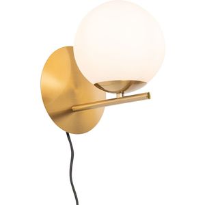 Art Deco wandlamp goud en opaal glas - Flore