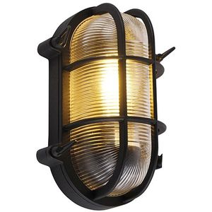 QAZQA Nautica - Industriele Wandlamp Voor Buiten - 1 Lichts - L 250 Mm - Zwart - Industrieel