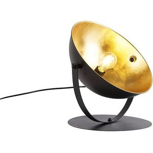 IndustriÃ«le tafellamp zwart met goud 39,2 cm verstelbaar - Magnax