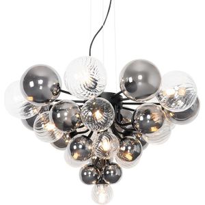 Hanglamp zwart met smoke en helder glas 13-lichts - Bonnie