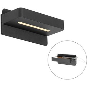 Moderne wandlamp zwart incl. LED met USB - Ted