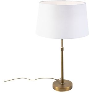 Bronze tafellamp met linnen kap wit 35cm - Parte