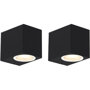 QAZQA baleno - Moderne Wandlamp voor buiten - 2 stuks - L 90 mm - Zwart - Buitenverlichting