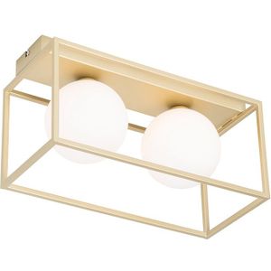 Design plafondlamp goud met wit 2-lichts - Aniek