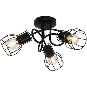 Moderne plafondlamp zwart 40 cm rond 3-lichts - Botu