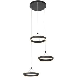 Hanglamp zwart rond incl. LED 3-staps dimbaar 3-lichts - Lyani