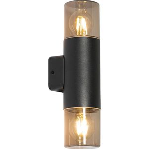 QAZQA odense - Moderne Wandlamp voor buiten - 2 lichts - L 8.5 cm - Grijs - Buitenverlichting