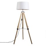 Vloerlamp naturel met witte linnen kap 45 cm - Tripod