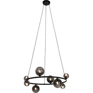 QAZQA monaco - Design Hanglamp - 8 lichts - Ø 60 cm - Grijs - Woonkamers-sSlaapkamers-sKeuken