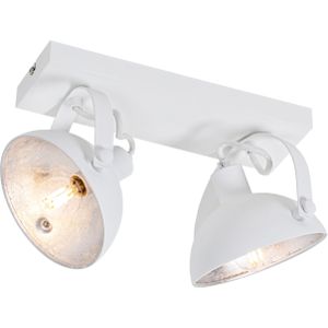 IndustriÃ«le plafondlamp wit met zilver 2-lichts verstelbaar - Magnax