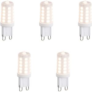 Set van 5 dimbare G9 LED lampen opaal 3W 250lm 3000K