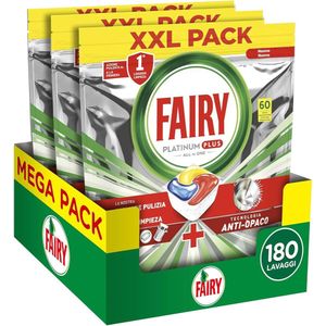 Fairy Platinum Plus All In One Vaatwastabletten Lemon - 3x60 Stuks = 180 Vaatwastabletten - Voordeelverpakking