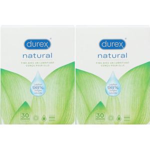 Durex Condooms - 2x30 Stuks - Naturals - Extra Glijmiddel - Maxi Pack