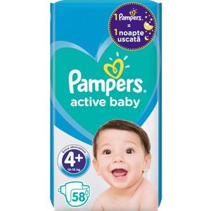 Pampers Active Baby Maat 4+ - 58 Luiers - (10-15KG)