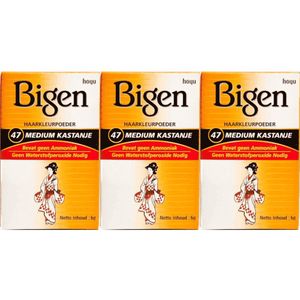 Bigen - Hair Powder - 47 Medium Chestnut - Voordeelverpakking 3 Stuks - Haarkleuring