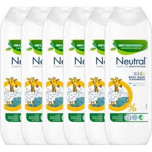 Neutral - 0% Kids Bath Wash & Shampoo - Parfumvrij - Voordeelverpakking 6x250ml - Badschuim