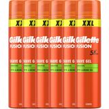 Gillette - Fusion Sensitive Scheergel - 6 x 240ml - Voordeelverpakking