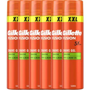 Gillette - Fusion Sensitive Scheergel - 6 x 240ml - Voordeelverpakking