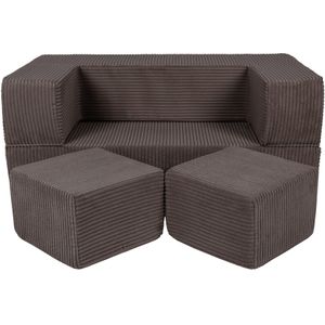 Kindersofa van zacht velours - Bruin