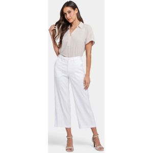 Wijde Pijp Cargo Capri Broek In Stretch Linnen | Optic White