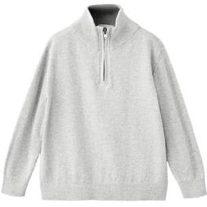 Mango - Gebreide Trui - Katoen - Met Opstaande Kraag - Korte Rits