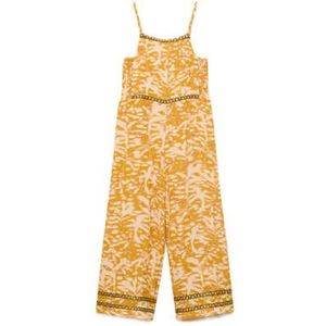 Mango - Kids Jumpsuit - Blauw - Viscose en Polyamide - Borduursels en Smockwerk