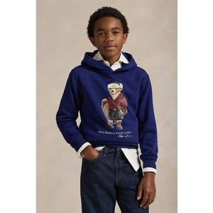POLO RALPH LAUREN - Hoodie - Blauw - Geruwd Molton Materiaal