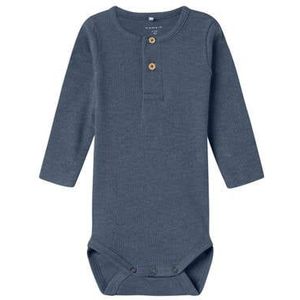 Name It Romper l/s - Rib - NbmKab - Vintage Indigo/Melange - Name It - 74 - Romper L/S