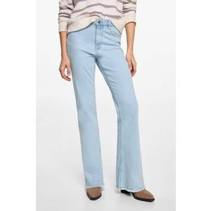 MANGO - Flared Jeans - Lichtblauw - Stretchdenim - Gerafelde Details