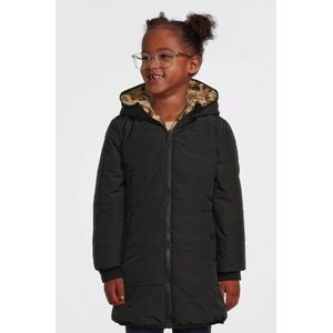 anytime - Gewatteerde Reversible Jas - Panter/Zwart - Midi Lengte