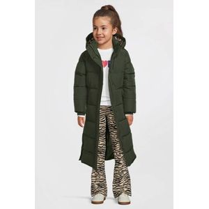 Anytime - Lange Gewatteerde Jas - Zwart - Panterprint Voering