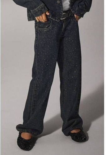 Steentjes - Wide-Fit Jeans - Denim - Baggy Fit - Strass-steentjes