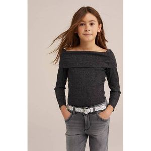 WE Fashion - Off-Shoulder Top - Katoenmix - Lange Mouwen - Glittergaren