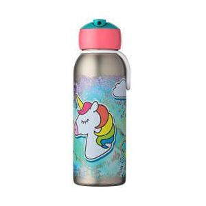 Mepal isoleerfles flip-up Campus – 350 ml – 12 uur koud / 9 uur warm – Drinkfles met rietje voor kinderen – Unicorn