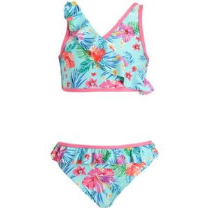 Me & My Monkey Crop Bikini met Ruches Lichtblauw/Roze