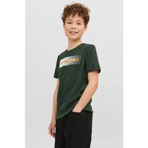 JACK & JONES JUNIOR T-shirt JJECORP van Biologisch Katoen Donkergroen