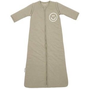Meyco Baby Slub met Smile applicatie baby slaapzak met afritsbare mouwen - taupe/offwhite - 110cm - 2.5 TOG