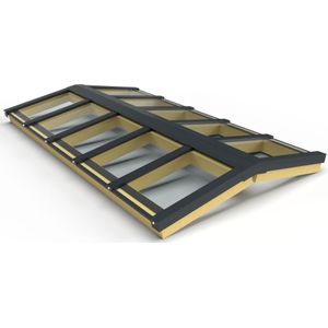 Zelfbouw lichtstraat 10 vak zadeldak 4420x2100mm-Gelaagd enkel glas 44.2-Zwart structuur RAL 9005