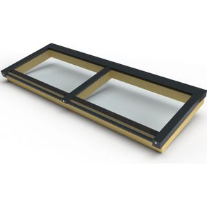 Zelfbouw lessenaars lichtstraat vaste maat 2 vaks - 2310x840mm-Gelaagd dubbel glas HR++ 6-13-44.2-Muurplaatsing met muuraansluitprofiel-Zwart gelijkend RAL 9005