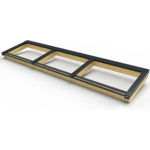 Zelfbouw lessenaars lichtstraat vaste maat 3 vaks - 3460x840mm-BENG Vacuümglas (13,06 mm)-Vrijstaand-Wit gelijkend RAL 9010
