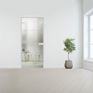 Glazen binnendeur voor opdek kozijn aluminium beslag-Linksdraaiend-Crepi gehard veiligheidsglas incl. sparingen - 8 mm