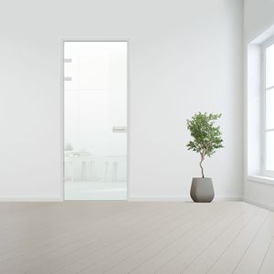 Glazen binnendeur XL voor stomp kozijn aluminium beslag-Linksdraaiend-Satijn gehard melkglas incl. sparingen - 10 mm