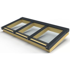 Zelfbouw lichtstraat 3 vak lessenaarsdak 2680x1100mm-BENG Vacuümglas (13,06 mm)-Vrijstaand-Antraciet gelijkend RAL 7016