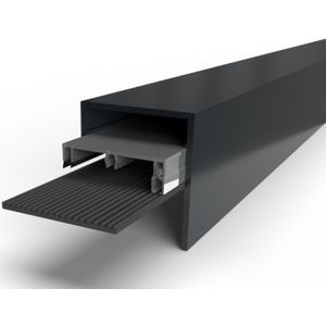 Profielset zijkant: klemprofiel met beglazingsrubber afdekkap en oplegrubber-2500 mm-Zwart structuur RAL 9005-Geen vullat